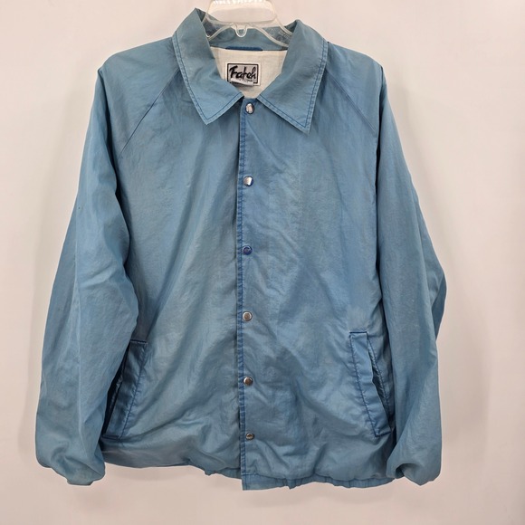 Farah Jackets & Blazers - Vintage Farah Fifth Avenue Blue Coaches Jacket Nylon Windbreaker Large RN 71953